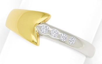 Foto 1 - Designer-Diamantring mit 4 Brillanten Gelbgold-Weißgold, S1547
